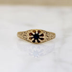Petite Sapphire Belcher Ring with Engraving