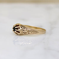 Petite Sapphire Belcher Ring with Engraving