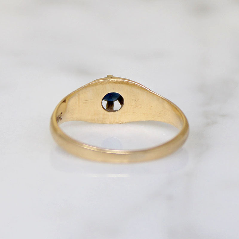 Petite Sapphire Belcher Ring with Engraving
