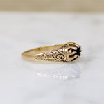Petite Sapphire Belcher Ring with Engraving