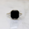Onyx in Graceful White Gold Art Deco Ring