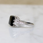 Onyx in Graceful White Gold Art Deco Ring