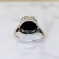 Onyx in Graceful White Gold Art Deco Ring