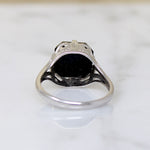 Onyx in Graceful White Gold Art Deco Ring
