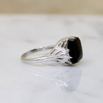 Onyx in Graceful White Gold Art Deco Ring