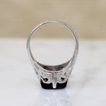 Onyx in Graceful White Gold Art Deco Ring
