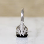 Onyx in Graceful White Gold Art Deco Ring