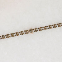 Gold Filled Victorian Guard Chain with Pearl-Set Slide