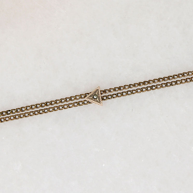 Gold Filled Victorian Guard Chain with Pearl-Set Slide