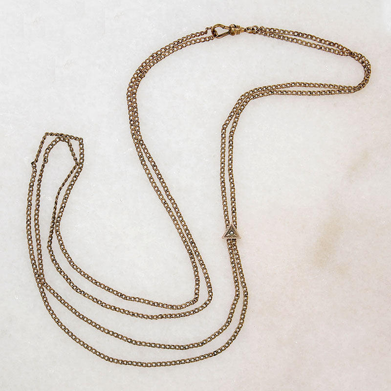 Gold Filled Victorian Guard Chain with Pearl-Set Slide