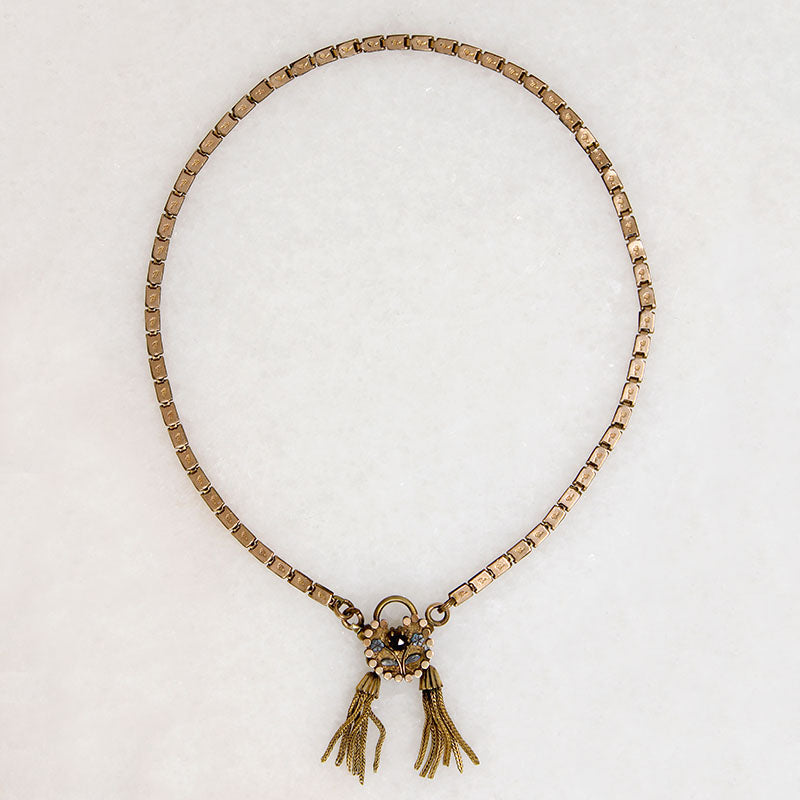 Charming Gold Filled & Garnet "Padlock" Necklace