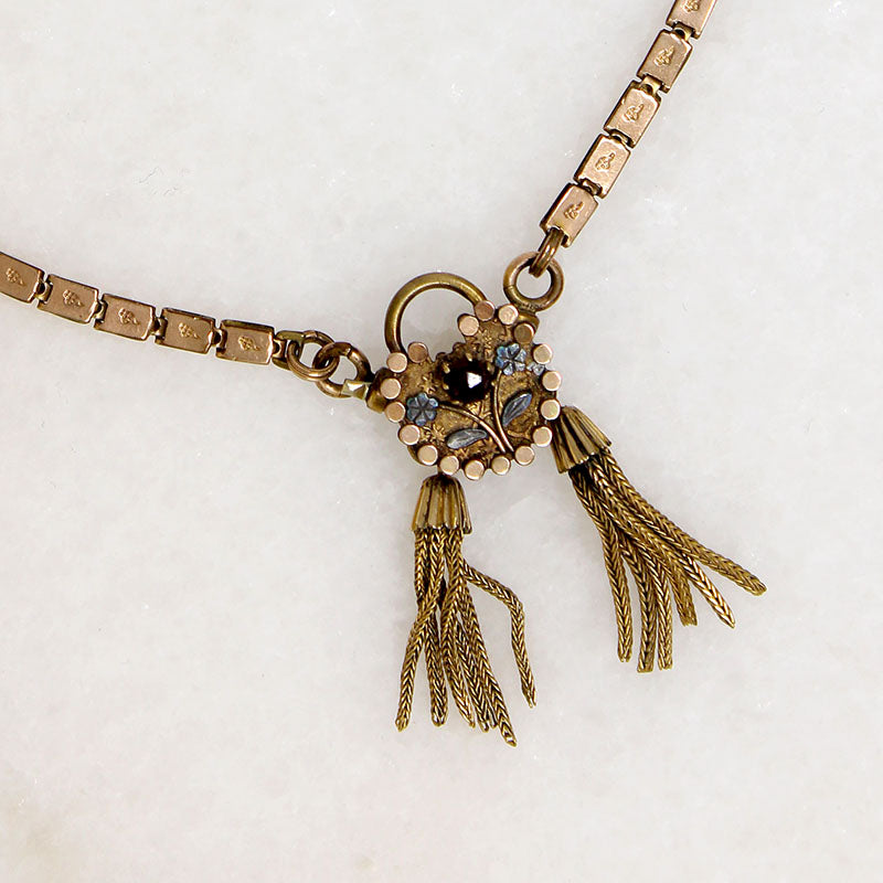 Charming Gold Filled & Garnet "Padlock" Necklace