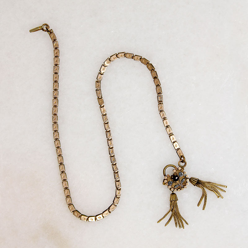 Charming Gold Filled & Garnet "Padlock" Necklace