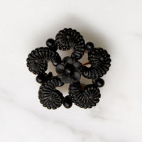 Ferns & Forget Me Nots Black Glass Brooch