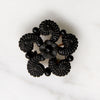 Ferns & Forget Me Nots Black Glass Brooch