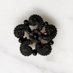 Ferns & Forget Me Nots Black Glass Brooch