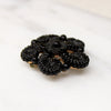 Ferns & Forget Me Nots Black Glass Brooch