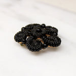 Ferns & Forget Me Nots Black Glass Brooch