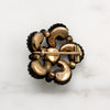 Ferns & Forget Me Nots Black Glass Brooch