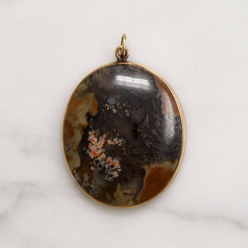 Antique Agate in 14k Gold Pendant