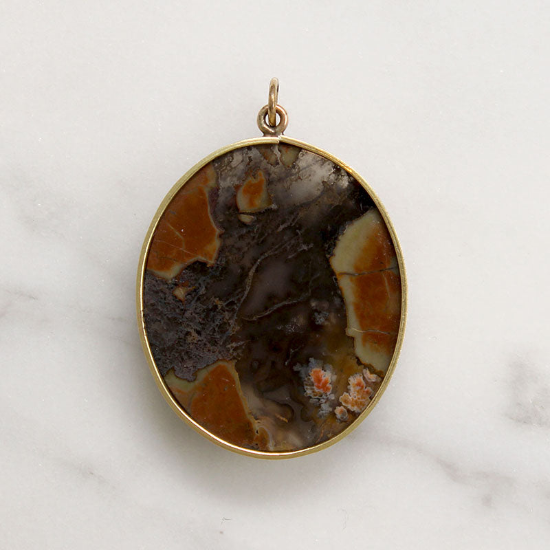 Antique Agate in 14k Gold Pendant