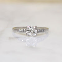 Graceful Old Euro Cut Diamond in Platinum Engagement Ring