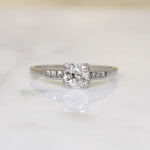 Graceful Old Euro Cut Diamond in Platinum Engagement Ring