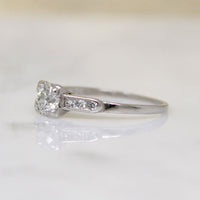 Graceful Old Euro Cut Diamond in Platinum Engagement Ring