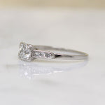 Graceful Old Euro Cut Diamond in Platinum Engagement Ring