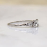 Graceful Old Euro Cut Diamond in Platinum Engagement Ring