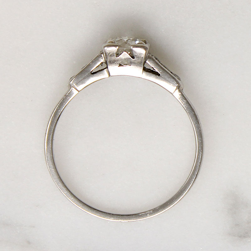 Graceful Old Euro Cut Diamond in Platinum Engagement Ring