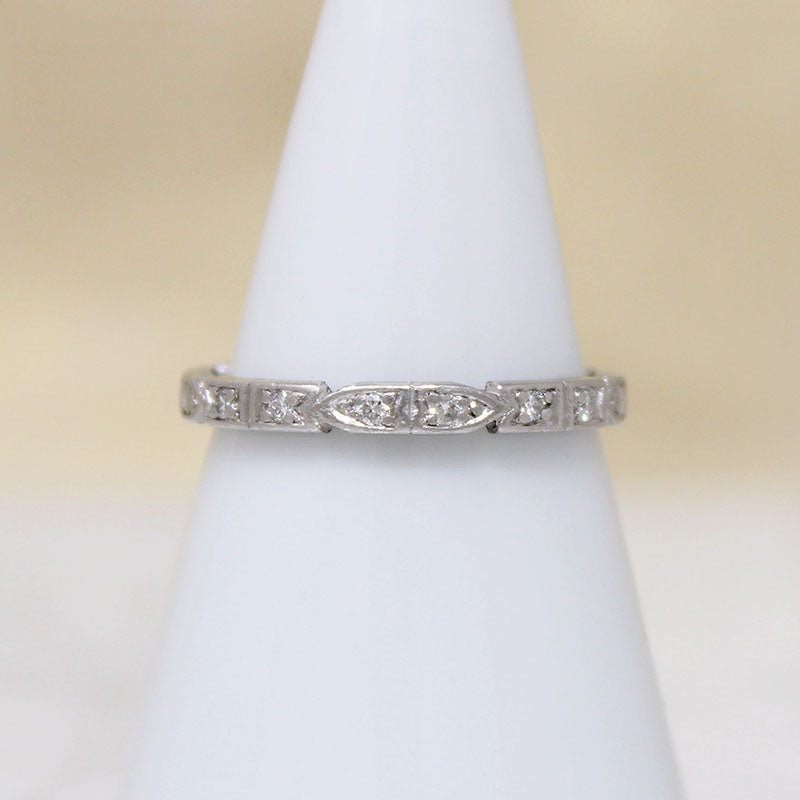 Geometric Art Deco Platinum & Diamond Eternity Band