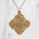 Delicately Worked 14k Gold Edwardian Medal Necklace