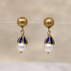 Smart Pearl & Enameled Gold Earbobs