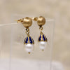 Smart Pearl & Enameled Gold Earbobs