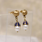 Smart Pearl & Enameled Gold Earbobs