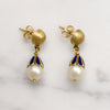 Smart Pearl & Enameled Gold Earbobs