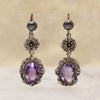 Feminine Amethyst & Silver Filigree Drop Earrings