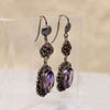 Feminine Amethyst & Silver Filigree Drop Earrings