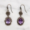 Feminine Amethyst & Silver Filigree Drop Earrings