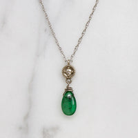 Artisan Emerald & Diamond Drop Necklace by brunet