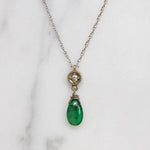 Artisan Emerald & Diamond Drop Necklace by brunet