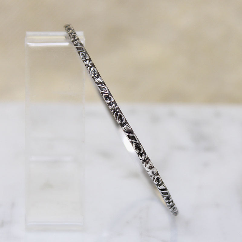 Engraved Ivy Sterling Silver Bangle Bracelet