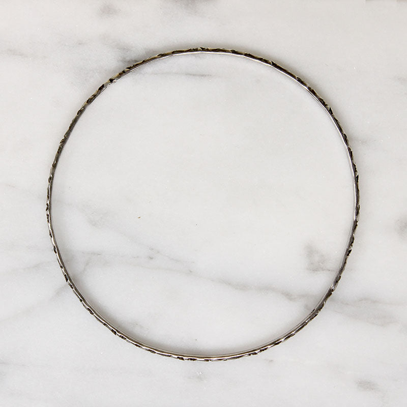 Engraved Ivy Sterling Silver Bangle Bracelet
