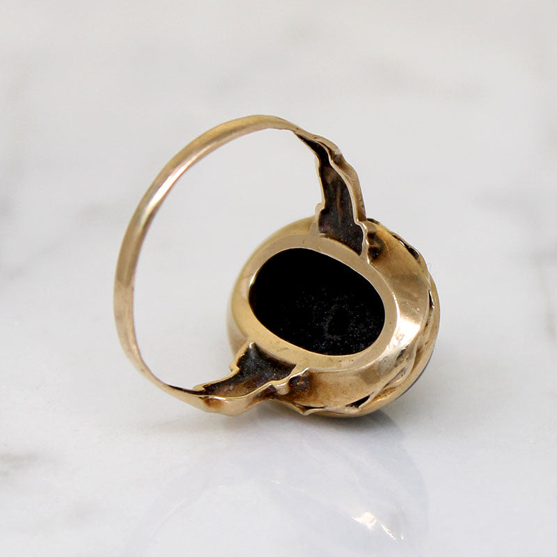 Domed Onyx in Yellow Gold Art Deco Ring by Otsby & Barton