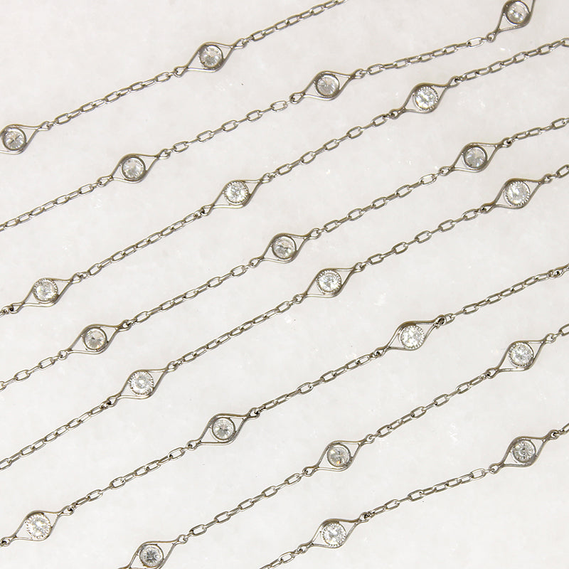Superb Art Deco Platinum & Diamond Station Chain