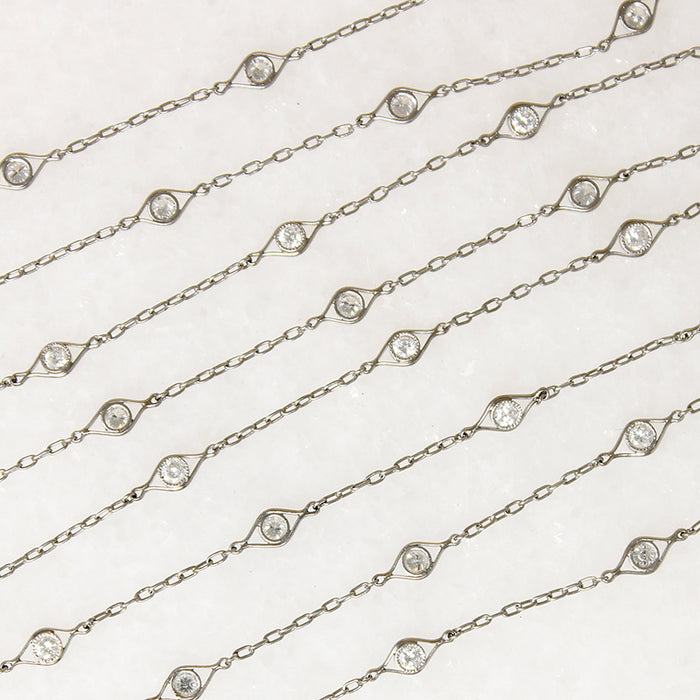 Superb Art Deco Platinum & Diamond Station Chain