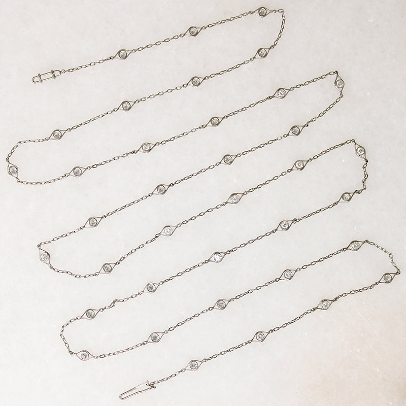 Superb Art Deco Platinum & Diamond Station Chain