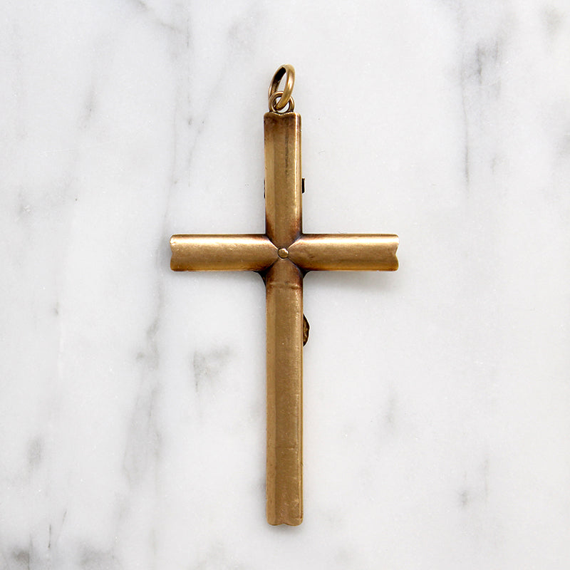 Vintage 18k Gold Crucifix with Lovely Bloom