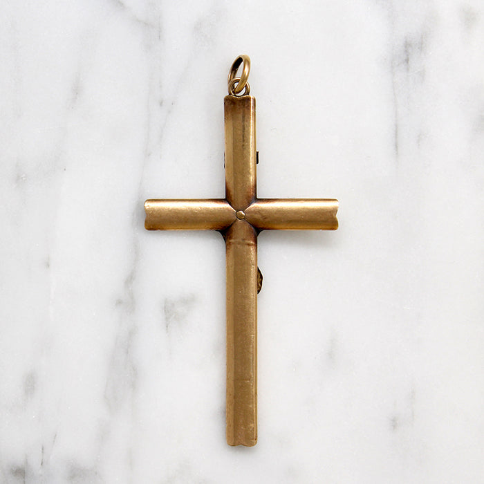 Vintage 18k Gold Crucifix with Lovely Bloom